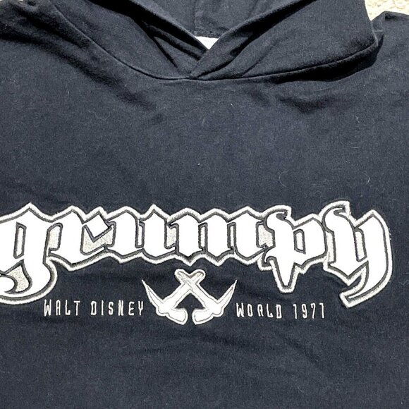 Walt Disney World 1971 Grumpy Hoodie Sweatshirt Unisex M Black Cotton Snow White - Picture 2 of 8